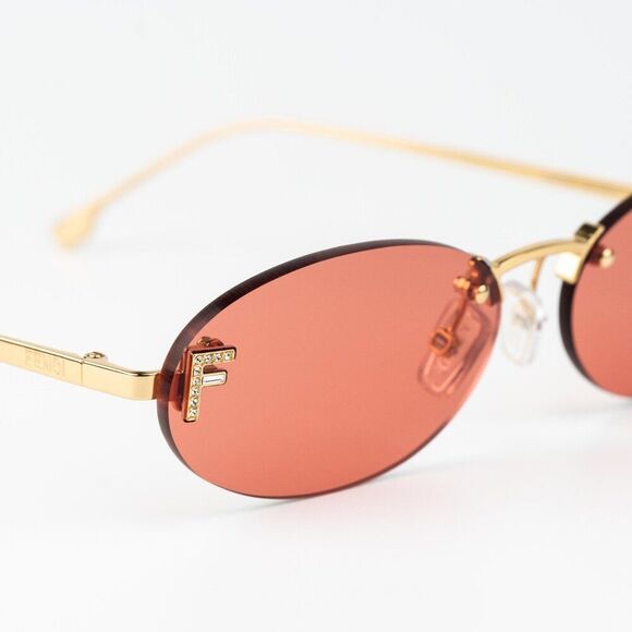 Fendi FIRST CRYSTAL Women Sunglasses Gold Bordeaux Oval Metal FE4075US 30S main image 7